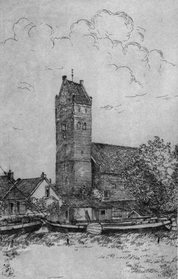 De toren in Jorwerd, ca. 1950.